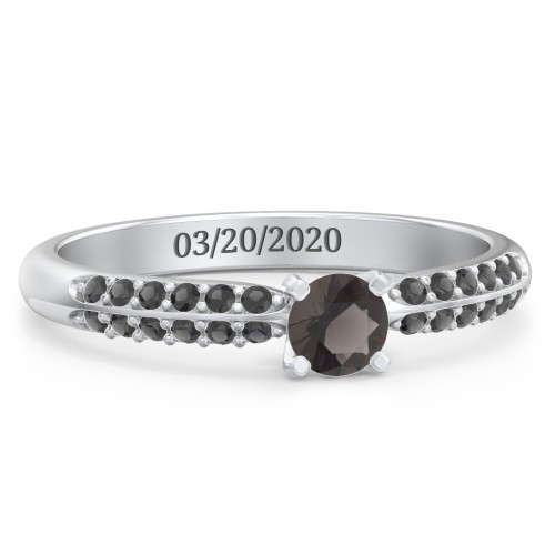 1/4 ct. Round Gemstone Engagement Ring with Double Row Accents