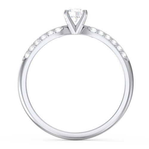 1/4 ct. Round Gemstone Engagement Ring with Double Row Accents – Sterling Silver with Lab Diamond and Diamond