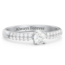 1/4 ct. Round Gemstone Peek-A-Boo Engagement Ring with Double Row Accents