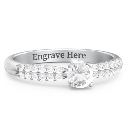 1/4 ct. Round Gemstone Peek-A-Boo Engagement Ring with Double Row Accents