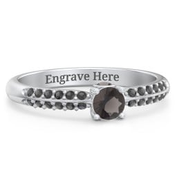 1/4 ct. Round Gemstone Peek-A-Boo Engagement Ring with Double Row Accents