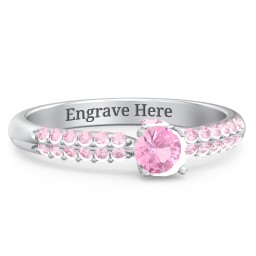 1/4 ct. Round Gemstone Peek-A-Boo Engagement Ring with Double Row Accents