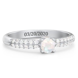 1/4 ct. Round Gemstone Peek-A-Boo Engagement Ring with Double Row Accents