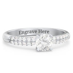 1/2 ct. Round Gemstone Engagement Ring with Double Row Accents
