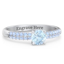 1/2 ct. Round Gemstone Engagement Ring with Double Row Accents