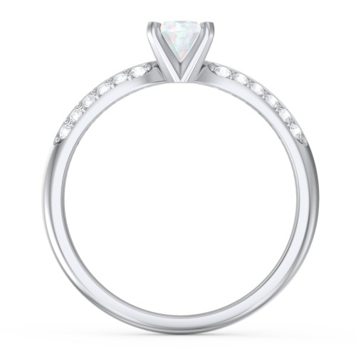 1/2 ct. Round Gemstone Engagement Ring with Double Row Accents
