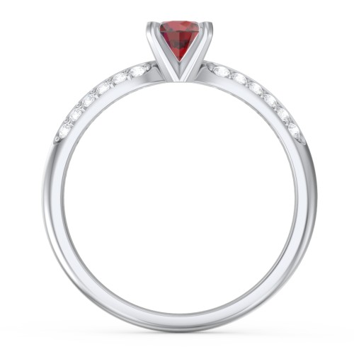1/2 ct. Round Gemstone Engagement Ring with Double Row Accents
