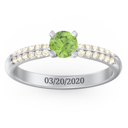 1/2 ct. Round Gemstone Engagement Ring with Double Row Accents