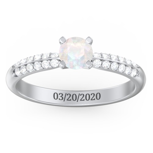 1/2 ct. Round Gemstone Engagement Ring with Double Row Accents