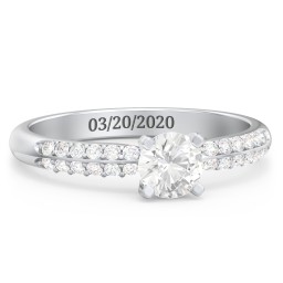 1/2 ct. Round Gemstone Engagement Ring with Double Row Accents in 925 Sterling Silver with White Premium Zirconia