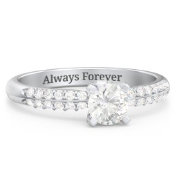 1/2 ct. Round Gemstone Peek-A-Boo Engagement Ring with Double Row Accents in 925 Sterling Silver with Cubic Zirconia and White Premium Zirconia