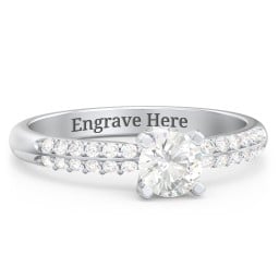 1/2 ct. Round Gemstone Peek-A-Boo Engagement Ring with Double Row Accents