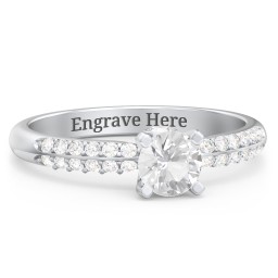 1/2 ct. Round Gemstone Peek-A-Boo Engagement Ring with Double Row Accents