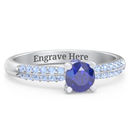 1/2 ct. Round Gemstone Peek-A-Boo Engagement Ring with Double Row Accents