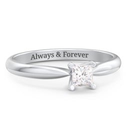 1/4 ct. Princess Gemstone Engagement Ring with Tapered Band