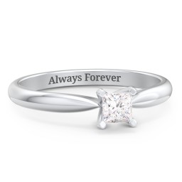 1/4 ct. Princess Gemstone Engagement Ring with Tapered Band in 925 Sterling Silver with White Premium Zirconia
