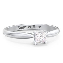 1/4 ct. Princess Gemstone Engagement Ring with Tapered Band in 925 Sterling Silver with White Premium Zirconia