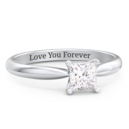 1/2 ct. Princess Gemstone Engagement Ring with Tapered Band in 925 Sterling Silver with Lab Diamond