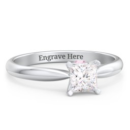 1/2 ct. Princess Gemstone Peek-A-Boo Engagement Ring with Tapered Band