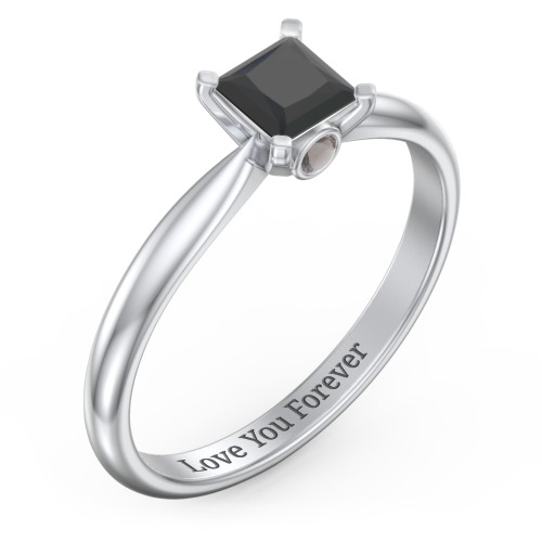 1/2 ct. Princess Gemstone Peek-A-Boo Engagement Ring with Tapered Band