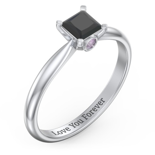1/2 ct. Princess Gemstone Peek-A-Boo Engagement Ring with Tapered Band