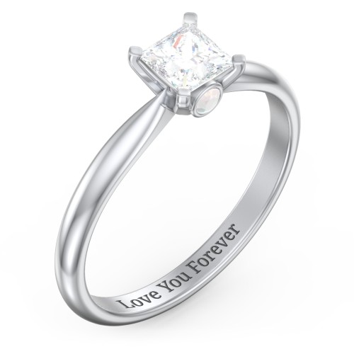 1/2 ct. Princess Gemstone Peek-A-Boo Engagement Ring with Tapered Band
