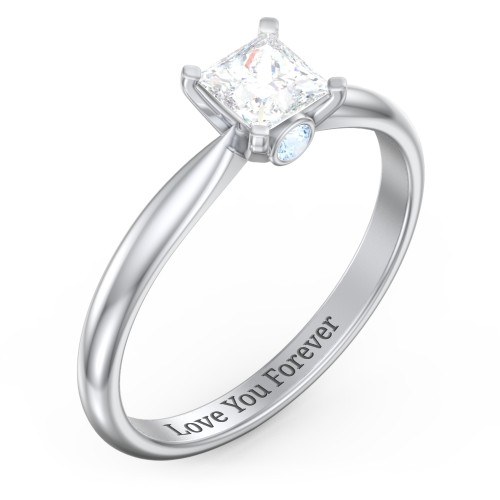 1/2 ct. Princess Gemstone Peek-A-Boo Engagement Ring with Tapered Band
