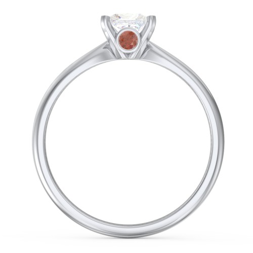 1/2 ct. Princess Gemstone Peek-A-Boo Engagement Ring with Tapered Band – Sterling Silver with White Premium Zirconia and Garnet
