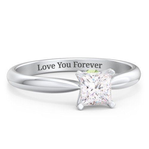 1/2 ct. Princess Gemstone Peek-A-Boo Engagement Ring with Tapered Band