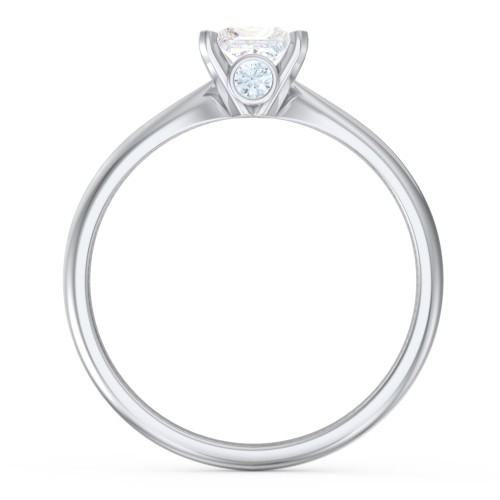 1/2 ct. Princess Gemstone Peek-A-Boo Engagement Ring with Tapered Band – Sterling Silver with White Premium Zirconia and Aquamarine