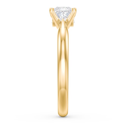 1/2 ct. Princess Gemstone Peek-A-Boo Engagement Ring with Tapered Band – 10K Yellow Gold with White Premium Zirconia and Cubic Zirconia