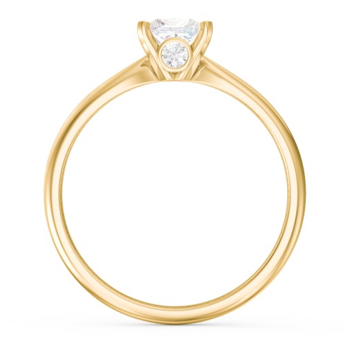 1/2 ct. Princess Gemstone Peek-A-Boo Engagement Ring with Tapered Band – 10K Yellow Gold with White Premium Zirconia and Cubic Zirconia
