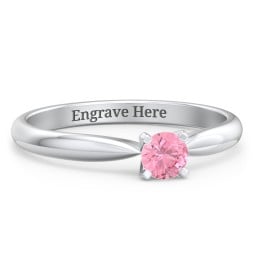 1/4 ct. Round Gemstone Engagement Ring with Tapered Band