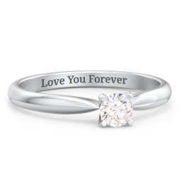 1/4 ct. Round Gemstone Engagement Ring with Tapered Band in 925 Sterling Silver with Lab Diamond
