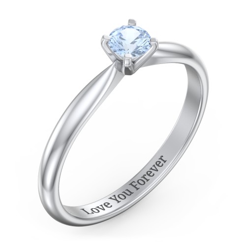 1/4 ct. Round Gemstone Engagement Ring with Tapered Band