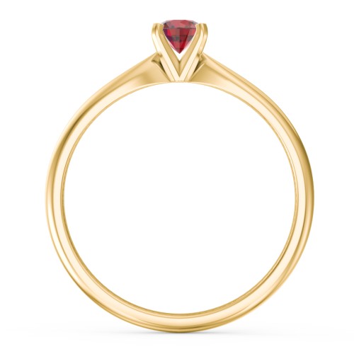 1/4 ct. Round Gemstone Engagement Ring with Tapered Band – 14K Yellow Gold with Garnet