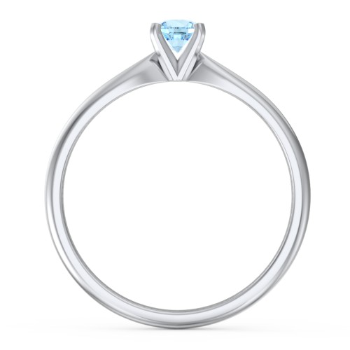1/4 ct. Round Gemstone Engagement Ring with Tapered Band – Sterling Silver with Blue Topaz
