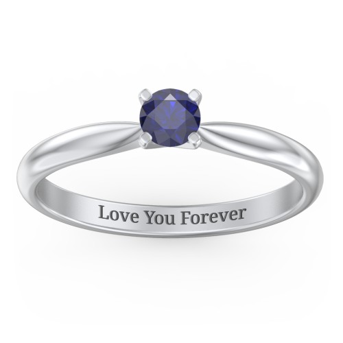 1/4 ct. Round Gemstone Engagement Ring with Tapered Band