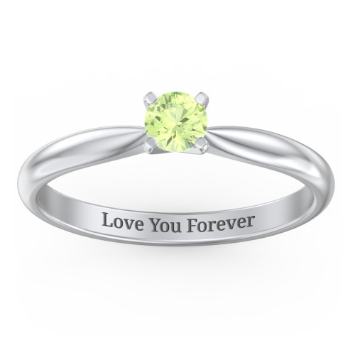 1/4 ct. Round Gemstone Engagement Ring with Tapered Band
