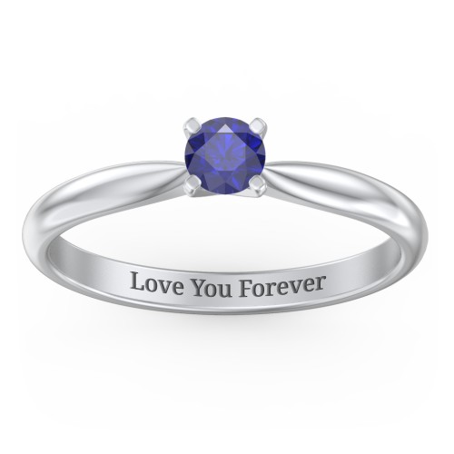 1/4 ct. Round Gemstone Engagement Ring with Tapered Band