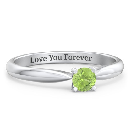 1/4 ct. Round Gemstone Engagement Ring with Tapered Band