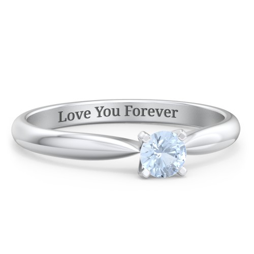 1/4 ct. Round Gemstone Engagement Ring with Tapered Band