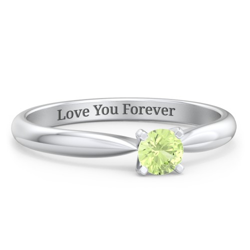 1/4 ct. Round Gemstone Engagement Ring with Tapered Band