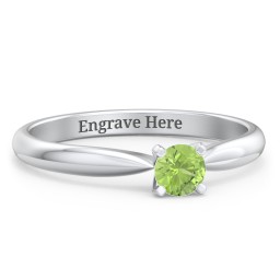 1/4 ct. Round Gemstone Engagement Ring with Tapered Band in 925 Sterling Silver with Peridot