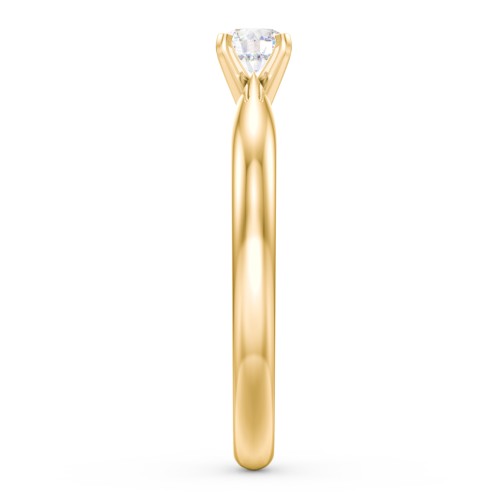1/4 ct. Round Gemstone Engagement Ring with Tapered Band – 10K Yellow Gold with White Sapphire