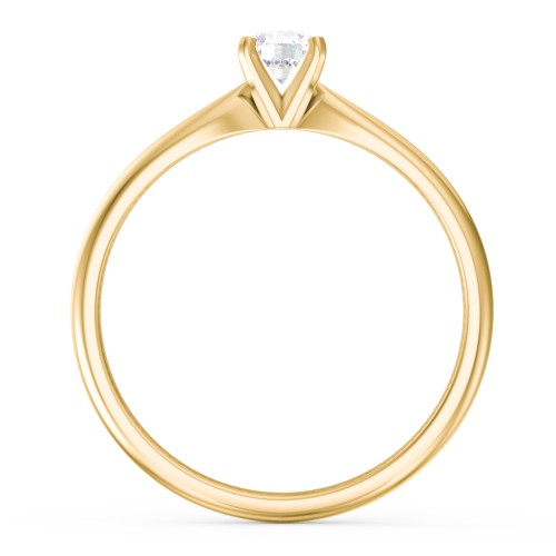 1/4 ct. Round Gemstone Engagement Ring with Tapered Band – 10K Yellow Gold with White Sapphire