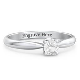 1/4 ct. Round Gemstone Peek-A-Boo Engagement Ring with Tapered Band