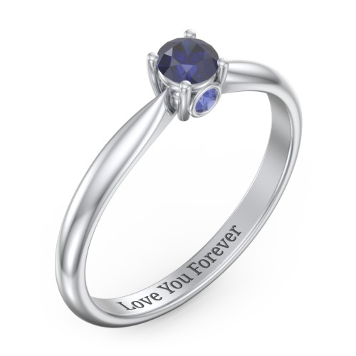 1/4 ct. Round Gemstone Peek-A-Boo Engagement Ring with Tapered Band