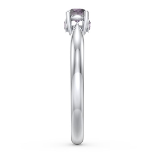 1/4 ct. Round Gemstone Peek-A-Boo Engagement Ring with Tapered Band