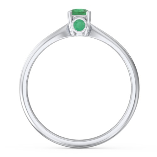 1/4 ct. Round Gemstone Peek-A-Boo Engagement Ring with Tapered Band – Sterling Silver with Emerald